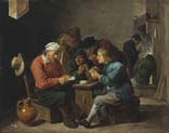 peasants playing cards in an interior